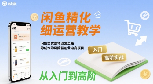 闲鱼精细化运营入门+高阶实战教学，闲鱼卖货整体运营思路，零成本零风险轻创业电商项目-第一资源库