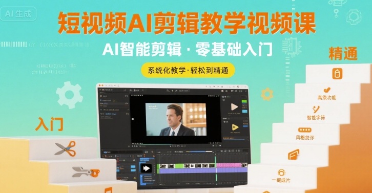 短视频AI剪辑教学视频课，入门到精通-第一资源库