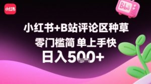 小红书+B站评论区种草，零门槛简单上手快 ，1分钟一单，只需复制粘贴评论就有钱-第一资源库