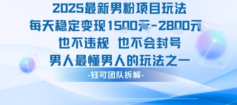 2025最新男粉项目玩法每天变现1k+也不违规也不会封号男人最懂男人的玩法-第一资源库