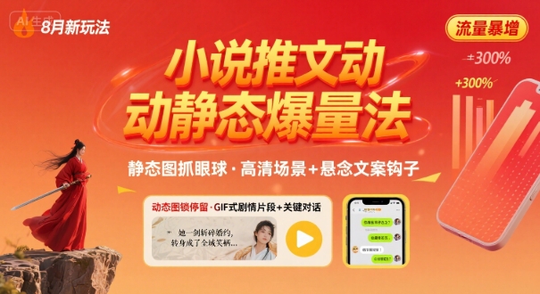 8月小说推文全新玩法，动静态图片+搭配小说文案爆量玩法-第一资源库