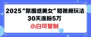 不露脸也能火！2025“氛围感美女”短视频玩法，30天涨粉5W小白可复制-第一资源库