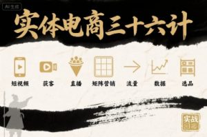 实体电商三十六计，短视频-获客-直播-矩阵营销-流量-数据-选品-第一资源库