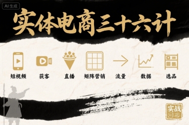 实体电商三十六计，短视频-获客-直播-矩阵营销-流量-数据-选品-第一资源库