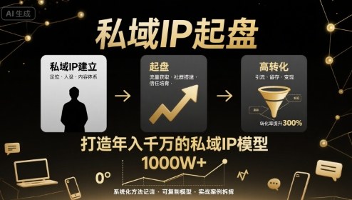 私域IP起盘,私域ip建立、起盘、高转化,打造年入千万的私域ip模型-第一资源库
