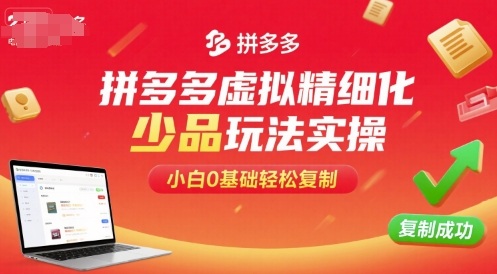 拼多多虚拟精细化少品玩法实操,小白0基础轻松复制-第一资源库