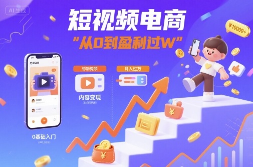 短视频电商：短视频变现从0到盈利过W-第一资源库