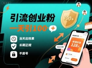引流创业粉，一天引100+，当天出效果，长期正规，不废号-第一资源库