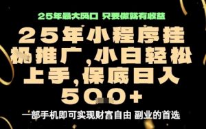 微信小程序挂G推广,解放双手,保底日入5张【揭秘】-第一资源库