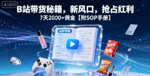 B站带货秘籍，新风口，抢占红利，7天2k+佣金【附SOP手册】-第一资源库