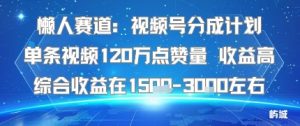 懒人赛道:视频号分成计划单条视频120W点赞量 收益高综合收益在1.5K左右-第一资源库