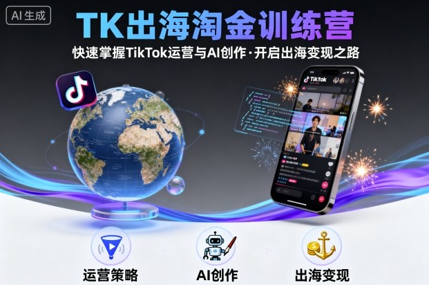 TK出海淘金训练营,助你快速掌握TikTok运营与AI创作,开启出海变现之路-第一资源库