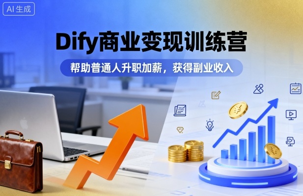 Dify商业变现训练营，帮助普通人升职加薪，获得副业收入-第一资源库