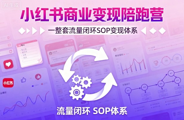 小红书商业变现陪跑营，轻IP矩阵 私域获客 聚光投流，一整套流量闭环SOP变现体系-第一资源库