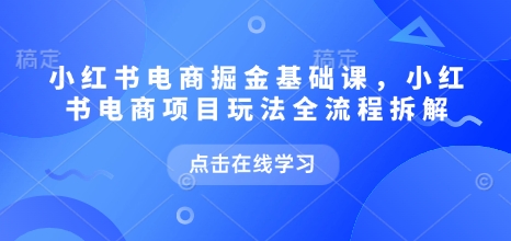 小红书电商掘金课,小红书电商项目玩法全流程拆解(更新9月)-第一资源库