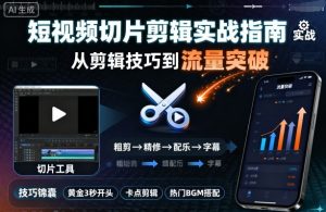 短视频切片剪辑实战指南，从剪辑技巧到流量突破-第一资源库