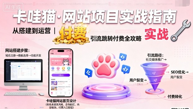 卡哇猫·网站项目，网站搭建与运营以及引流跳转付费-第一资源库