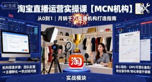 淘宝直播运营实操课【MCN机构】,从0到1做一家月销千W的直播机构-第一资源库