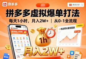 拼多多虚拟爆单打法,每天1小时,月入2W+,从0-1全流程-第一资源库