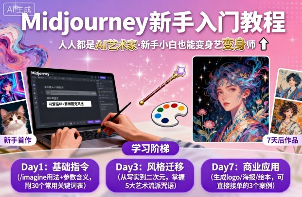 midjourney新手入门教程:人人都是AI艺术家,新手小白也能变身艺术大师-第一资源库