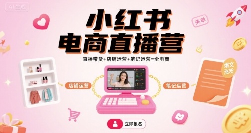 小红书电商直播营，直播带货+店铺运营+笔记运营=全电商-第一资源库