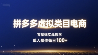 拼多多虚拟类目电商，零基础实战教学，单人操作每日100+-第一资源库