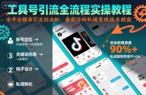 工具号引流全流程保姆级实操教程,全平台精准引流创业粉,最前沿的私域变现技术赋能-第一资源库