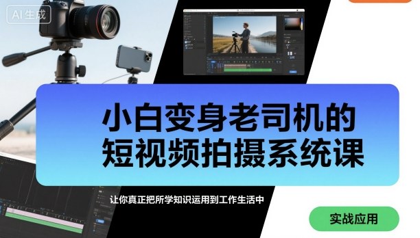 小白变身老司机的短视频拍摄系统课，让你真正把所学知识运用到工作生活中-第一资源库