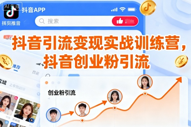 抖音引流变现实战训练营，抖音创业粉引流-第一资源库