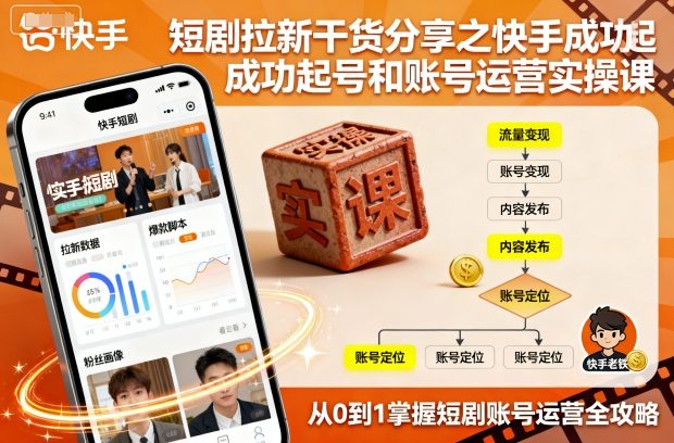 短剧拉新干货分享之快手成功起号和账号运营实操课-第一资源库