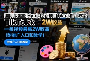 国际版醒图Hypic拉新项目TikTok推广教学，一条视频最高2W收益（附推广入口和教学）-第一资源库