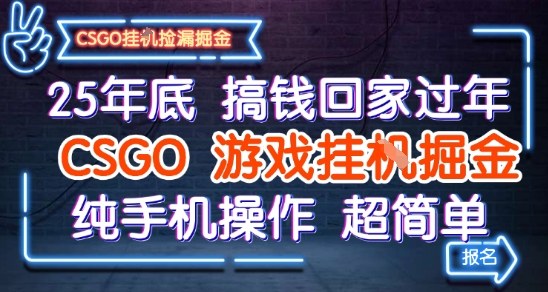25年底搞钱回家过年,CSGO游戏挂G掘金,纯手机操作超简单【揭秘】-第一资源库