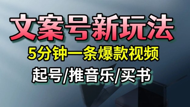 文案号新玩法，5分钟一条爆款视频，流量高，起号快，多方位变现-第一资源库