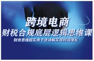跨境电商财稅合规底层逻辑思维课,财务思维超实用于货讲解实现利润增长-第一资源库