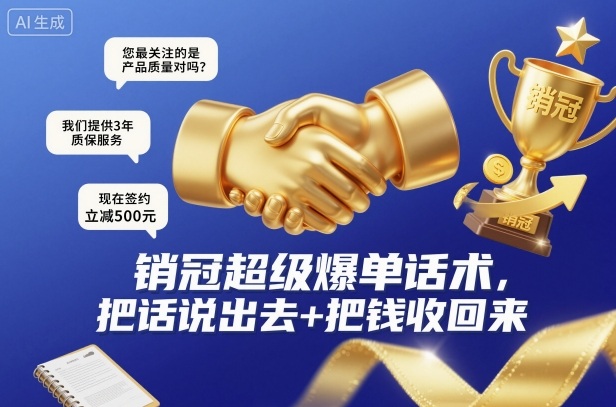 销冠超级爆单话术,把话说出去+把钱收回来-第一资源库