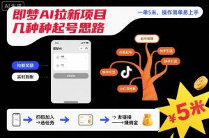 即梦AI拉新项目几种起号思路，一单5米，操作简单易上手-第一资源库