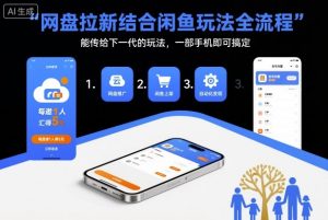 网盘拉新结合闲鱼玩法全流程，能传给下一代的玩法，一部手机即可搞定（附入口渠道以及实操教程）-第一资源库