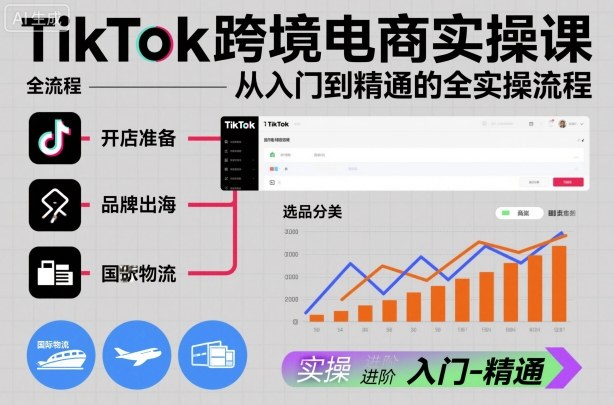 TikTok跨境电商实操课,从入门到精通的全实操流程-第一资源库