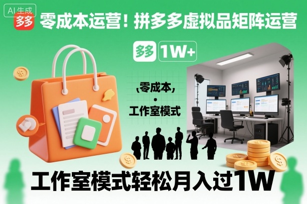 零成本运营！拼多多虚拟品矩阵运营，工作室模式轻松月入过1W-第一资源库