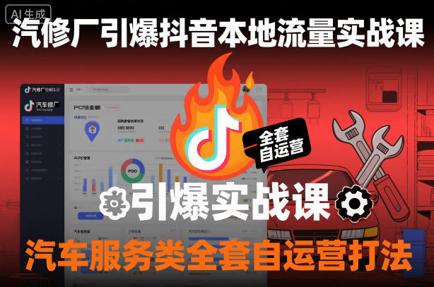 汽修厂引爆抖音本地流量实战课,汽车服务类全套自运营打法-第一资源库