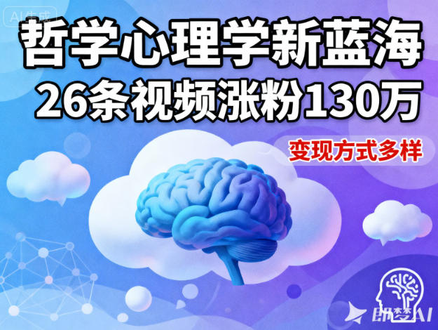 短视频新蓝海，哲学心理学赛道，26条视频涨粉130W，变现方式多样-第一资源库
