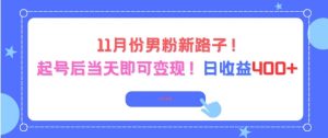 11月份男粉新路子，起号后当天即可变现，日收益4张-第一资源库