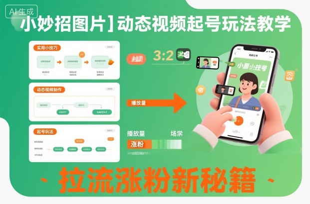 小妙招图片＋动态视频起号玩法教学，拉流涨粉新秘籍-第一资源库