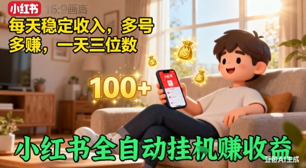 小红书自动挂G賺收益，每天稳定收入，多号多賺，一天三位数【揭秘】-第一资源库