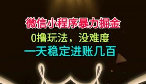 微信小程序暴力掘金，0撸玩法，没难度，一天稳定进账几张【揭秘】-第一资源库
