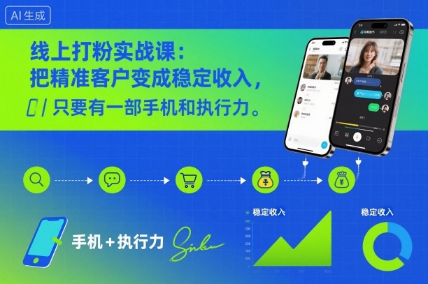 线上打粉实战课：把精准客户变成稳定收入，只要有一部手机和执行力-第一资源库