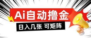 AI自动撸金，日入几张，全自动不占用时间，可矩阵批量放大操作【揭秘】-第一资源库