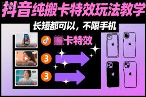 某社群抖音纯搬卡特效玩法教学，长短都可以，不限手机-第一资源库