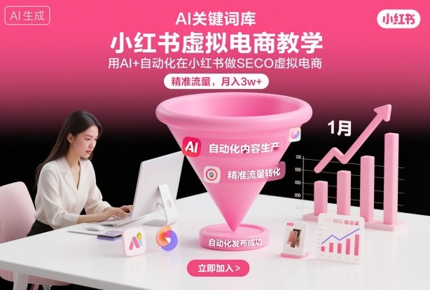 小红书虚拟电商项目，用AI+自动化在小红书做SEO虚拟电商，精准流量，月入3w+-第一资源库