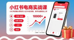 小红书电商实战课,小红书店铺从零到月入过1W全攻略,新手也能轻松上手-第一资源库
